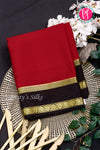 Pure Mysore Crepe Silk Saree-Red And Black-PA22264