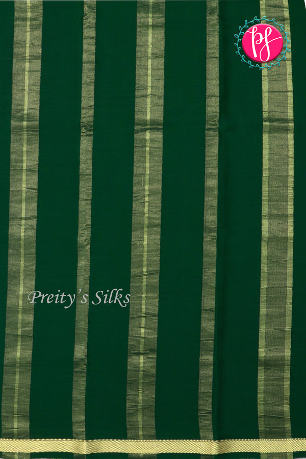 Pure Mysore Crepe Silk Saree-Singlechecks-Bottlegreen-PA20527