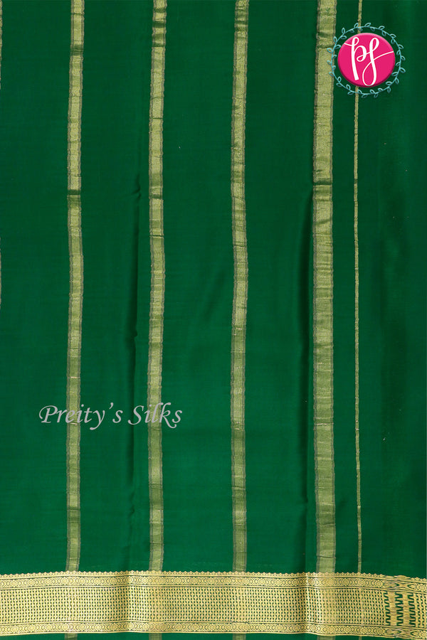 Pure Mysore Crepe Silk Saree -Mustard Yellow And Bottlegreen-PF82724