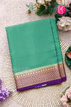 Pure Mysore Crepe Silk Saree-Sea Green And Purple-PA22436