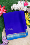 Pure Mysore Crepe Silk Saree- Royalblue And Tealblue-PA28638