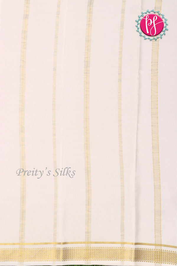Pure Mysore Crepe Silk Saree -Maroon And White-PA10650