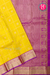 Pure Kanchipuram Silk Saree-Yellow And Purple-PA23588