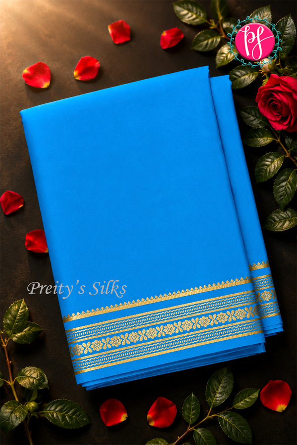 Pure Mysore Crepe Silk Saree -Skyblue-PF46924