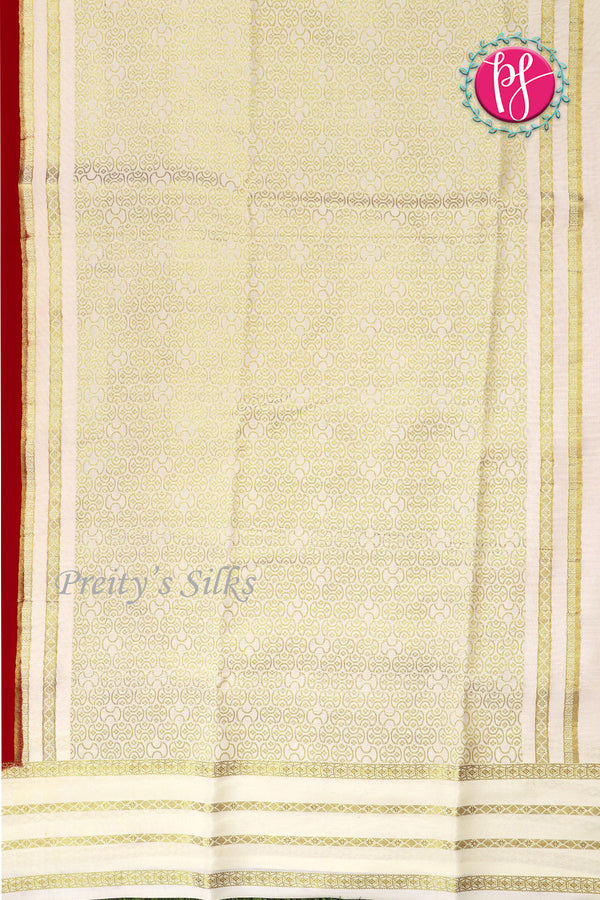 Pure Mysore Crepe Silk Saree -Red And White -PA01187