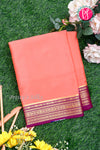 Pure Mysore Crepe Silk Saree-Coral pink And Mejentapink-PA28937