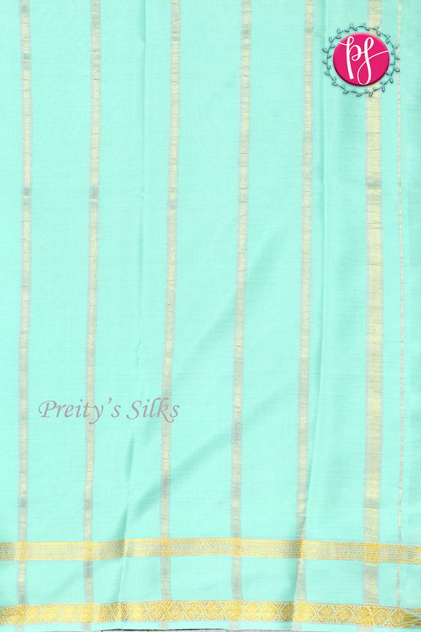 Pure Mysore Crepe Silk Saree -Wine And Skyblue-PF82495