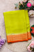 Pure Mysore Crepe Silk Saree-Neongreen And Orange-PA28717