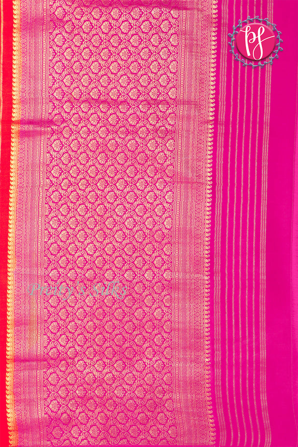 Pure Mysore Crepe Silk Saree Borderless Contrast-PA09550