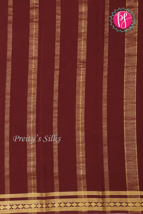 Pure Mysore Crepe Silk Saree-Rustorange And Marron-PA19913