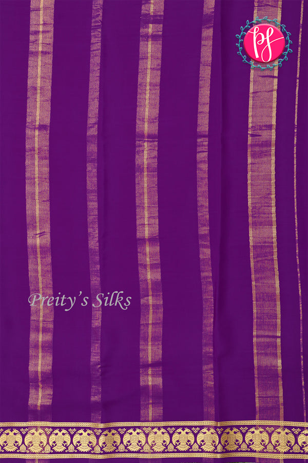 Pure Mysore Crepe Silk Saree-Gandaberunda Border-Purple-PA20598
