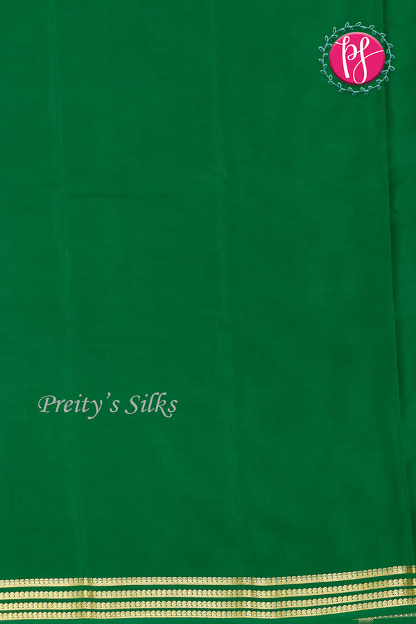 Pure Mysore Crepe Silk Saree-Red And Green-PA19960