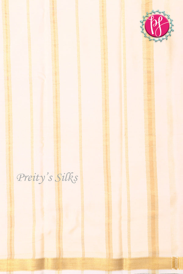 Pure Mysore Crepe Silk Saree -Pastel orange And White-PA09448
