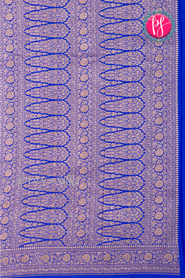 Pure Banarasi Crepe Silk Saree-Royalblue-PA22100