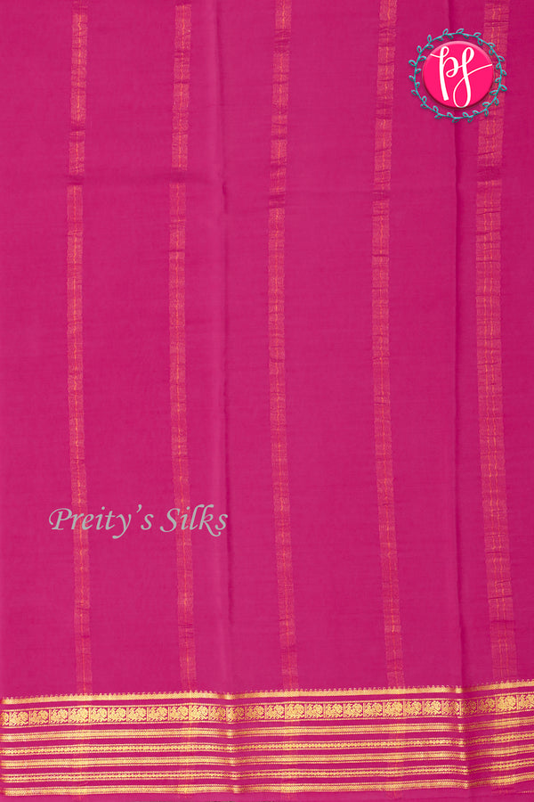 Pure Mysore Crepe Silk Saree-Bluishgrey And Pink-PA26302