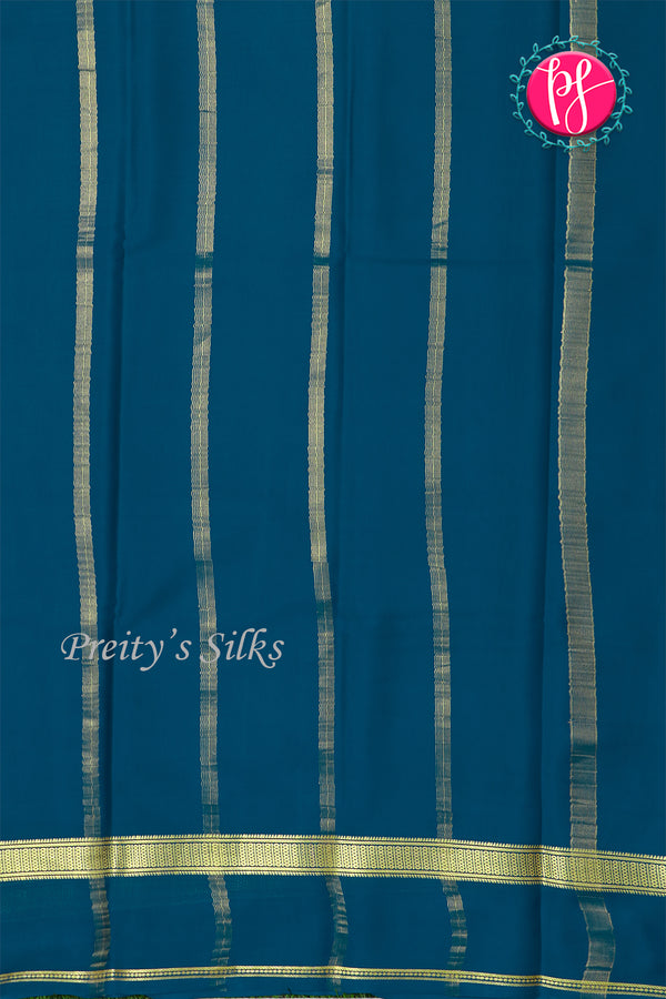 Pure Mysore Crepe Silk Saree-Peacockblue-PA21800