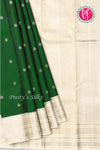 Pure Kanchipuram Silk Saree-Bottlegreen And Light grey-PF81319