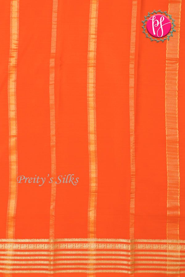 Pure Mysore Crepe Silk Saree-Peachorange And Orange-PF73884