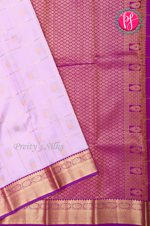 Pure Kanchipuram Silk Saree-Lightlavender And Purple-PA23588