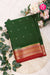Pure Mysore Crepe Silk Saree-Bottlegreen And Red-PA46766