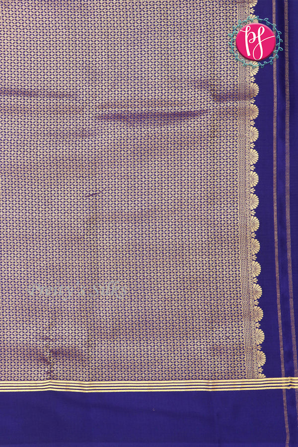 Pure Mysore Crepe Silk Saree Contrast PlainBorder -Lightlavender Navyblue-PA10788