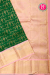Pure Brocade Kanchipuram Silk Saree-Green And Pastelpink-PA26193