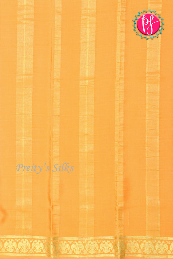 Pure Mysore Crepe Silk Saree-Gandaberunda Border-Yellow-PA20598