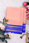 Pure Mysore Crepe Silk Saree-Peach And Royalblue-PA29025