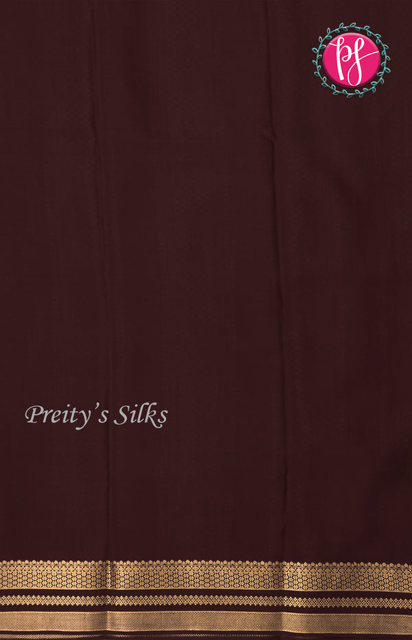 Pure Mysore Crepe Silk saree-Half And Half Pattern-Orange and deep brown-PF60718