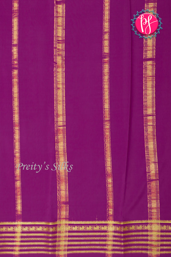 Pure Mysore Crepe Silk Saree-Green And Purple-PA26302