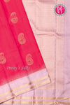 Pure Kanchipuram Silk Saree-Red And Blush Pink-PA04407