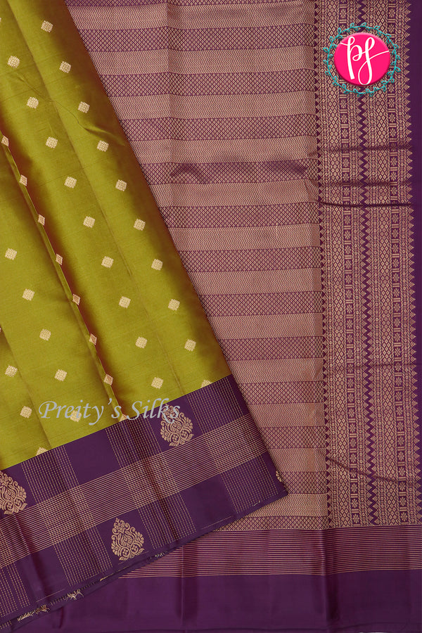 Half Pure Kanchipuram Silk Saree-PachiGreen And Deepwine-PA24692