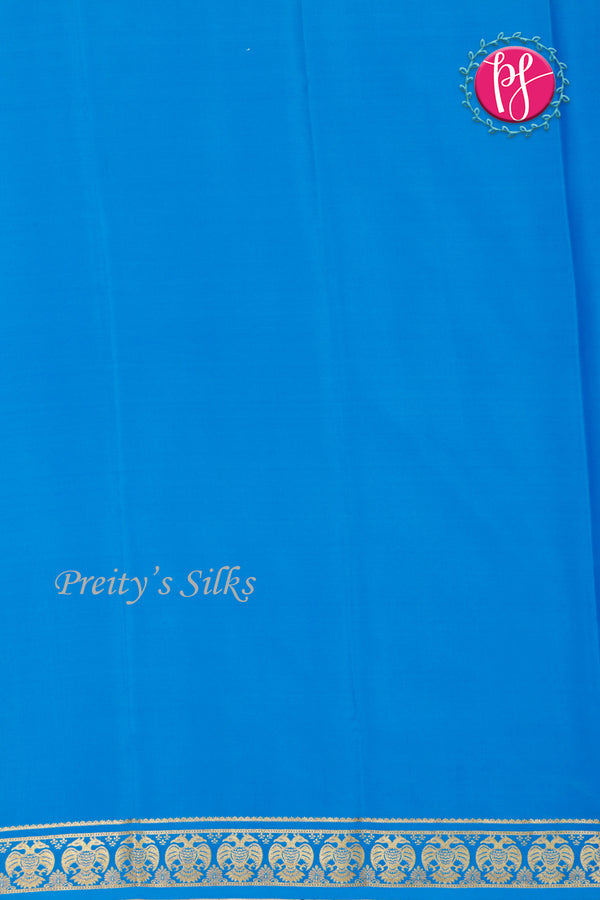 Pure Mysore Crepe Silk Saree-Gandaberunda Border-Royalblue And Lightblue-PA19895