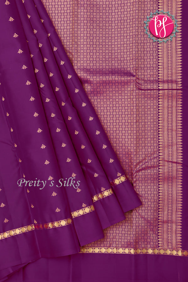 Half Pure Kanchipuram Silk Saree-Purple-PF82229