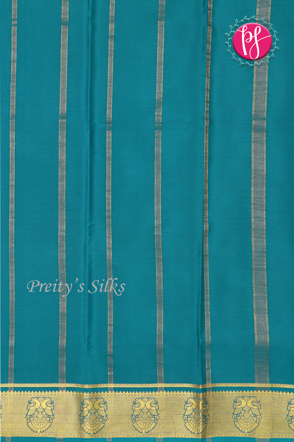 Pure Mysore Crepe Silk Saree -Soft Coral And Anandblue-PF86046