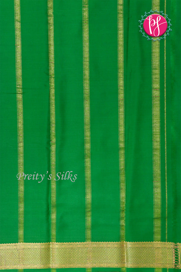 Pure Mysore Crepe Silk Saree -Pink And Green-PF82724