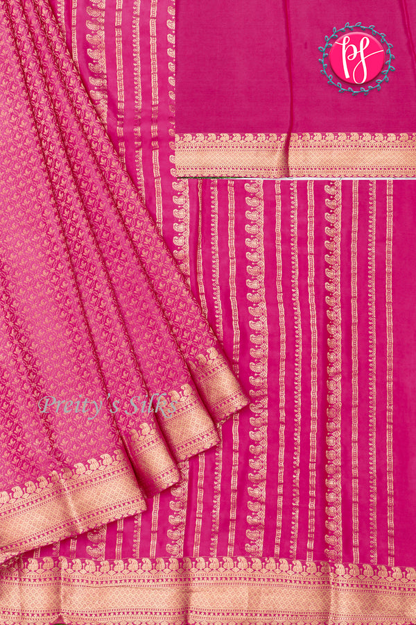 PURE KADDI BANARASI GEORGETTE SILK SAREE-PA23868