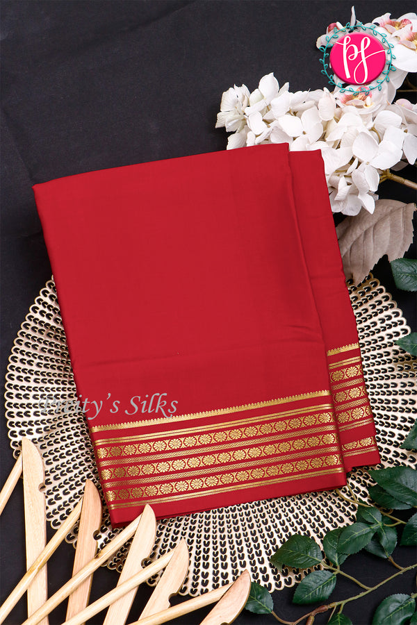 Pure Mysore Crepe Silk Saree-Red-PA33665