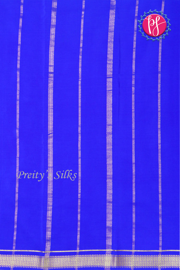 Pure Mysore Crepe Silk Saree -Pistagreen And Royalblue-PA10650