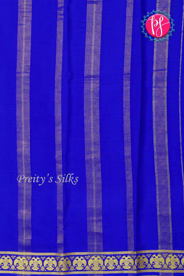 Pure Mysore Crepe Silk Saree-Gandaberunda Border-Royalblue-PA20598
