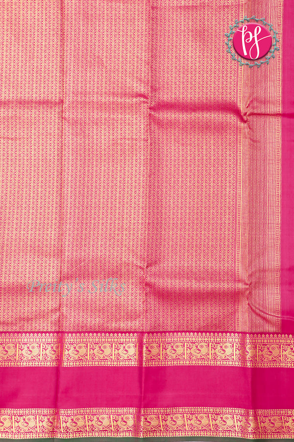Pure Kanchipuram Silk Saree-Green And pink-PF63079