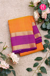 Half Pure Kanchipuram Silk Saree-Mustardyellow And Purple-PA24764