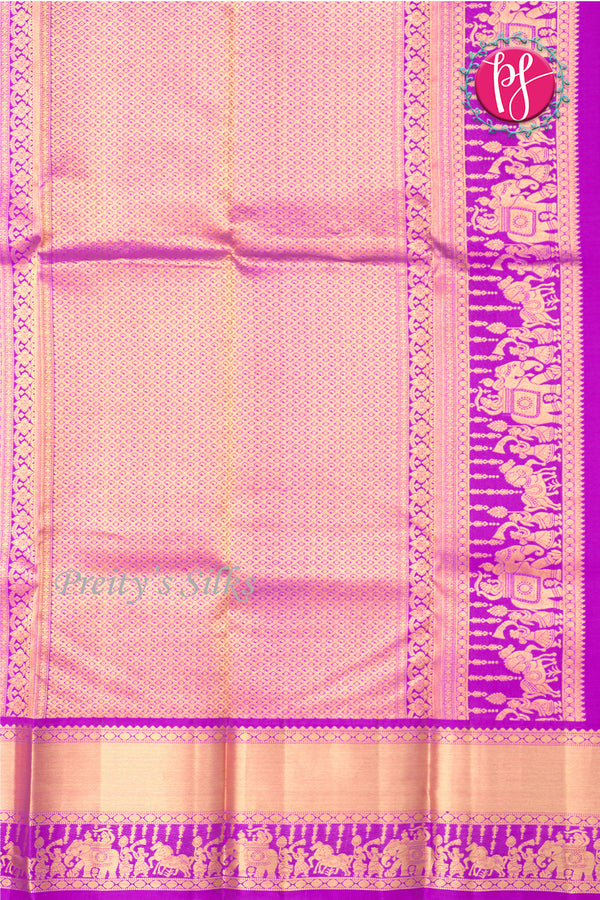 Pure Kanchipuram Silk Saree-Pink And Lavender-PF47881