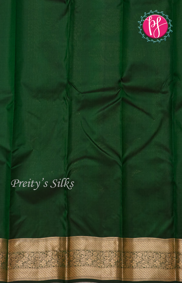 Pure Kanchipuram Brocade Silk Saree-Dark Green-PF58659