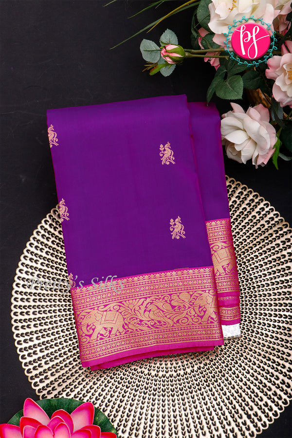 Pure Kanchipuram Silk Saree-RoyalPurple And Pink-PA23542