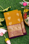 Half Pure Kanchipuram Silk Saree-Goldenyellow And Purple-PA25826