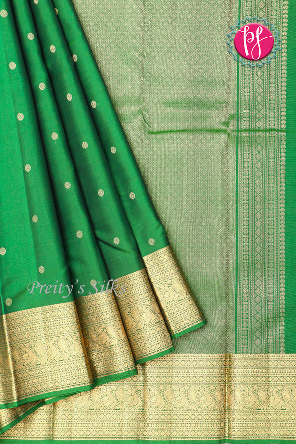 Pure Kanchipuram Silk Saree-Parrot Green-PA17553