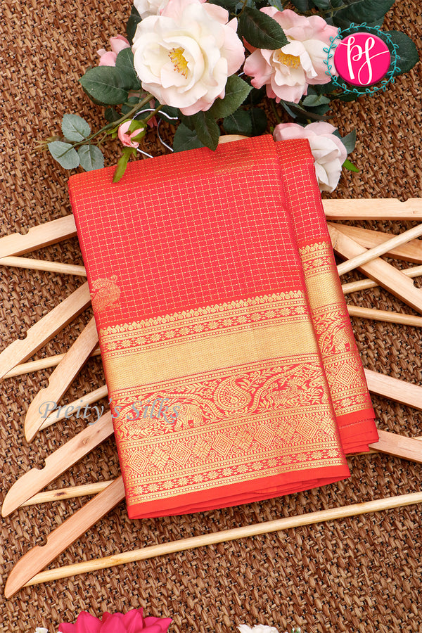 Pure Kanchipuram Silk Saree-Red-PA23602