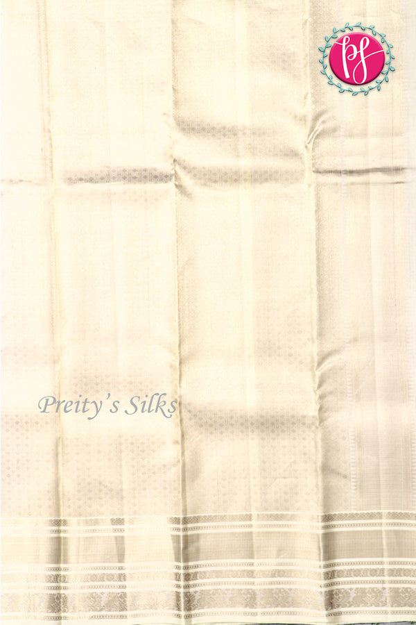 Pure Kanchipuram Silk Saree-Bottlegreen And Light grey-PF81319