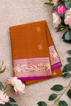 Half Pure Kanchipuram Silk Saree-Mustardyellow And Pink-PA25013